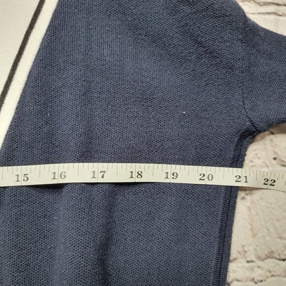 Athleta Streetwise Stripe Navy Blue Sweater With Coolmax & Thumbholes Size S - Picture 11 of 13